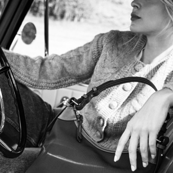 DOONEY AND BOURKE Large Nylon Curved Leather Trim Vintage Bag, Black and Tan - Picture 9 of 9